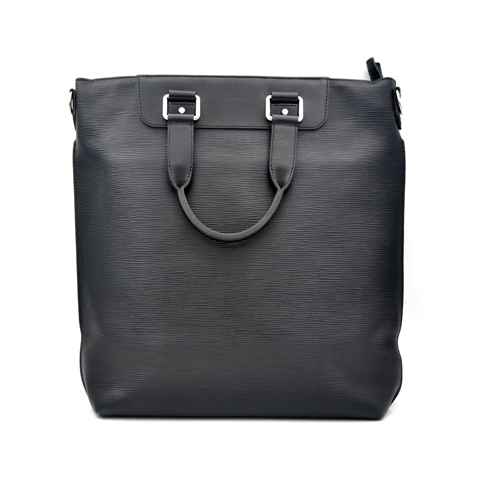 95新 LouisVuitton/路易威登 96新黑色水波纹全皮手提托特包/9921