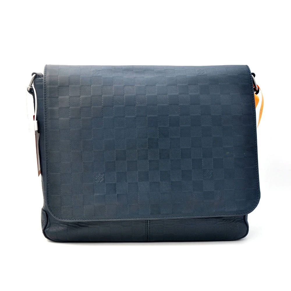 95新 LouisVuitton/路易威登 97新 海军蓝棋盘格翻盖邮差包/02186