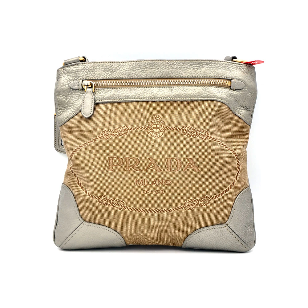 95新 Prada/普拉达 96新闲置 拼色帆布拼皮小号单肩斜挎包/2801