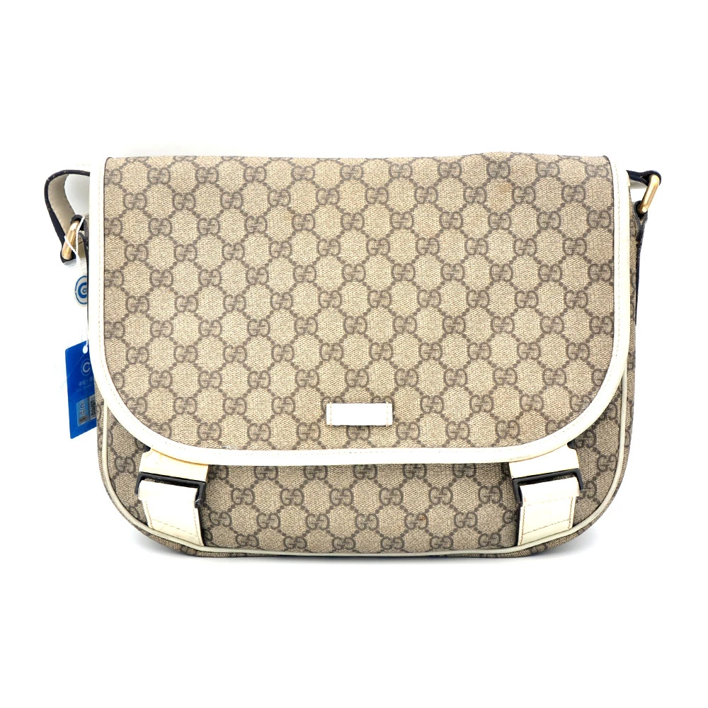 95新 GUCCI/古驰 96新闲置 经典老花白边小号邮差包30*26/7912