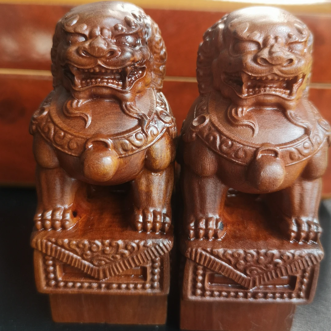大/小狮子佳县枣木雕陕北文化非遗传承精美礼品美好记忆年代颜色