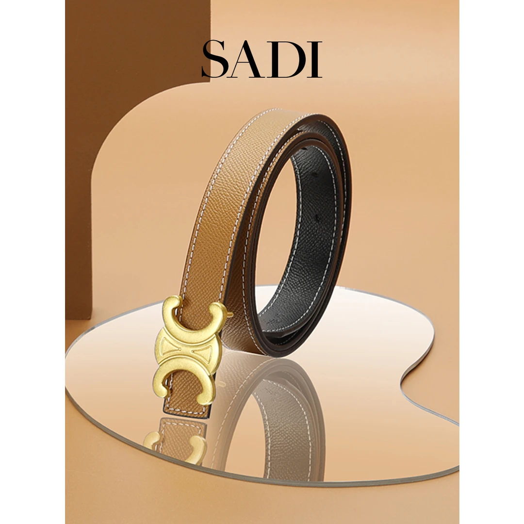 SADI萨迪女士时尚棕色女款气质经典商务复古双面成人皮带AAP80167