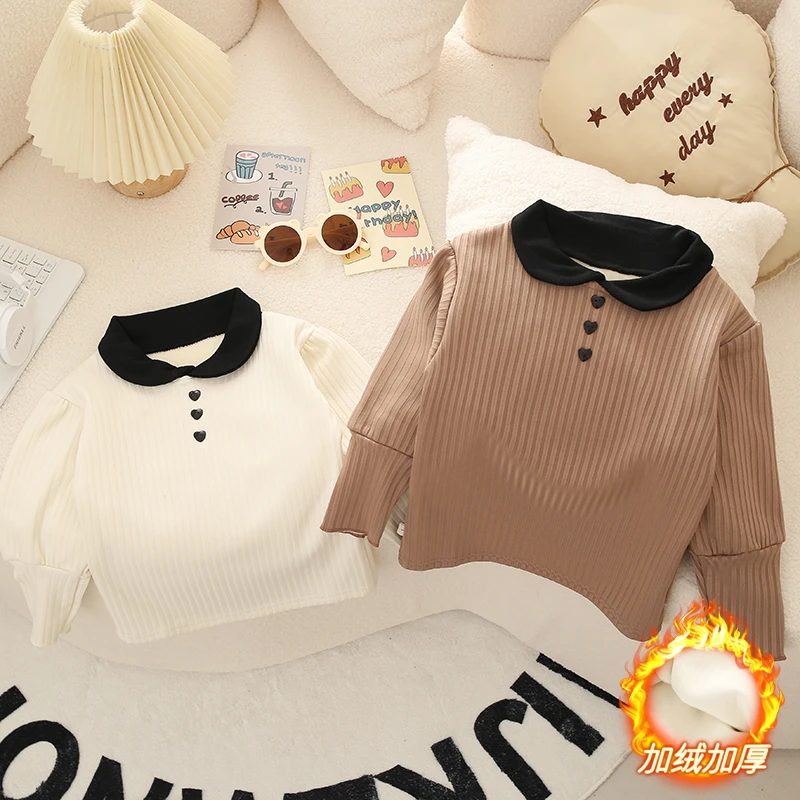 女童娃娃领打底衫春秋长袖洋气女宝韩版