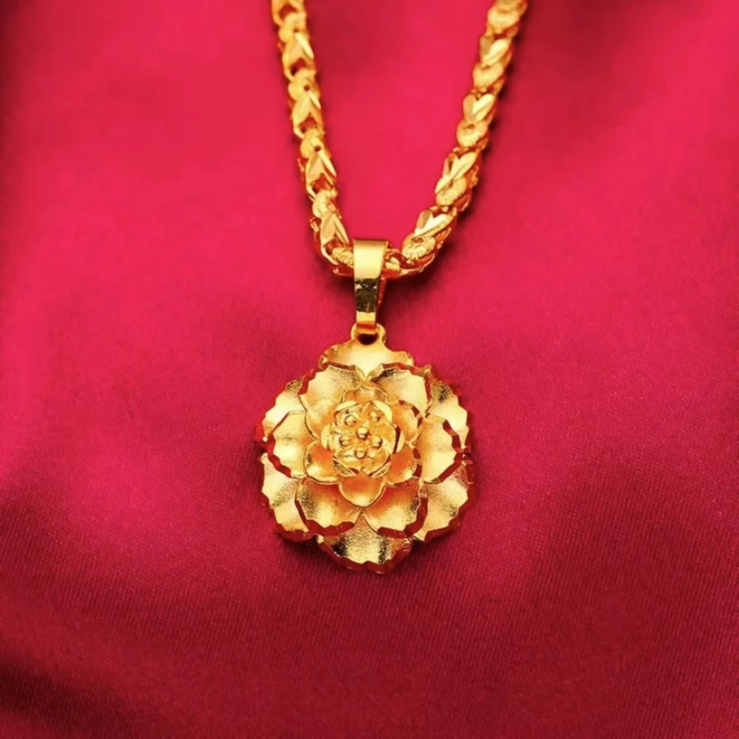 合金吊坠 合金牡丹花吊坠气质轻奢时尚百搭复古窄版简约素款