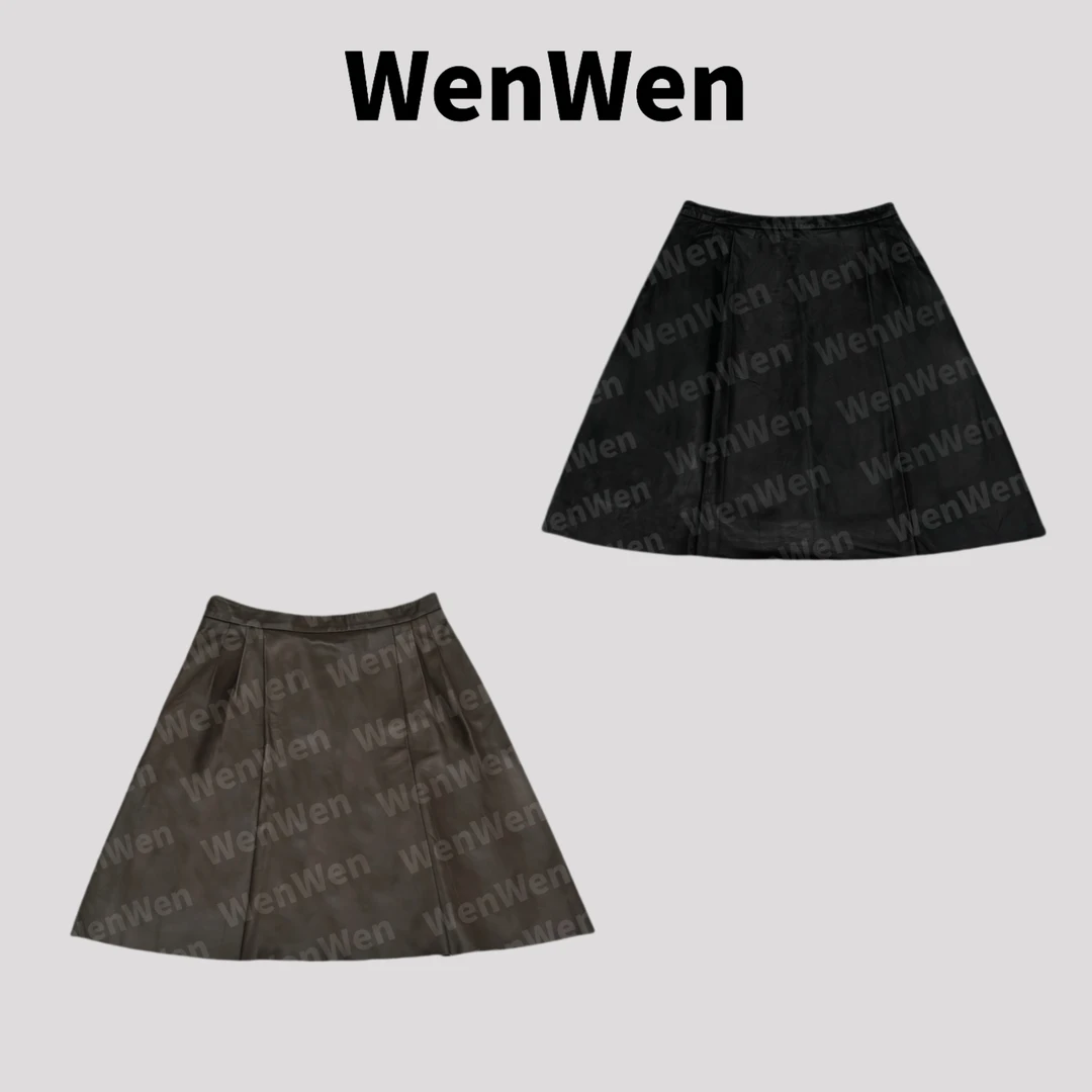 高定- WENWEN【高级光感皮质酷感高腰显瘦半身裙 】BQ0006