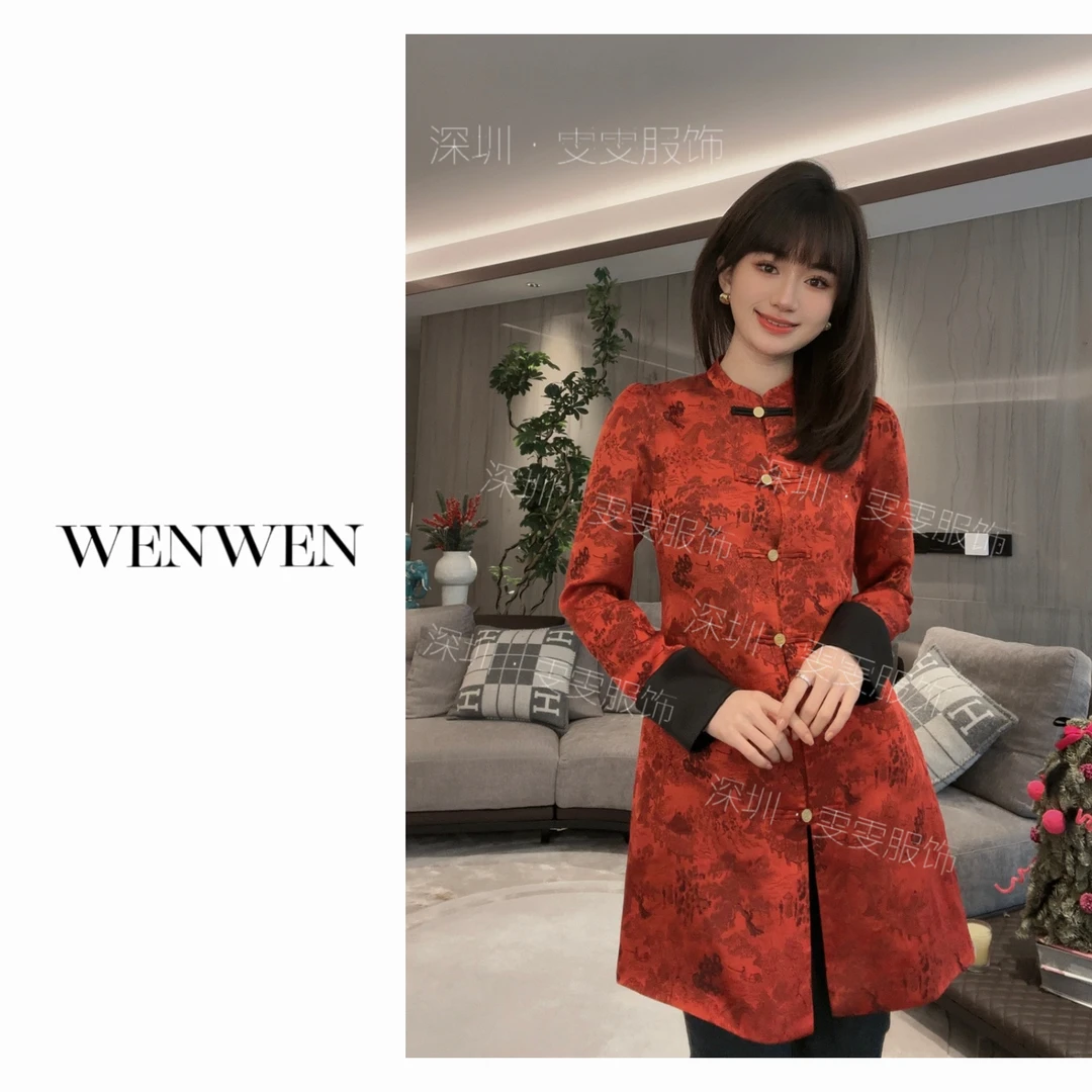 WENWEN/23SS【“小桥流水”新中式新年战袍高级显瘦重磅连衣裙】