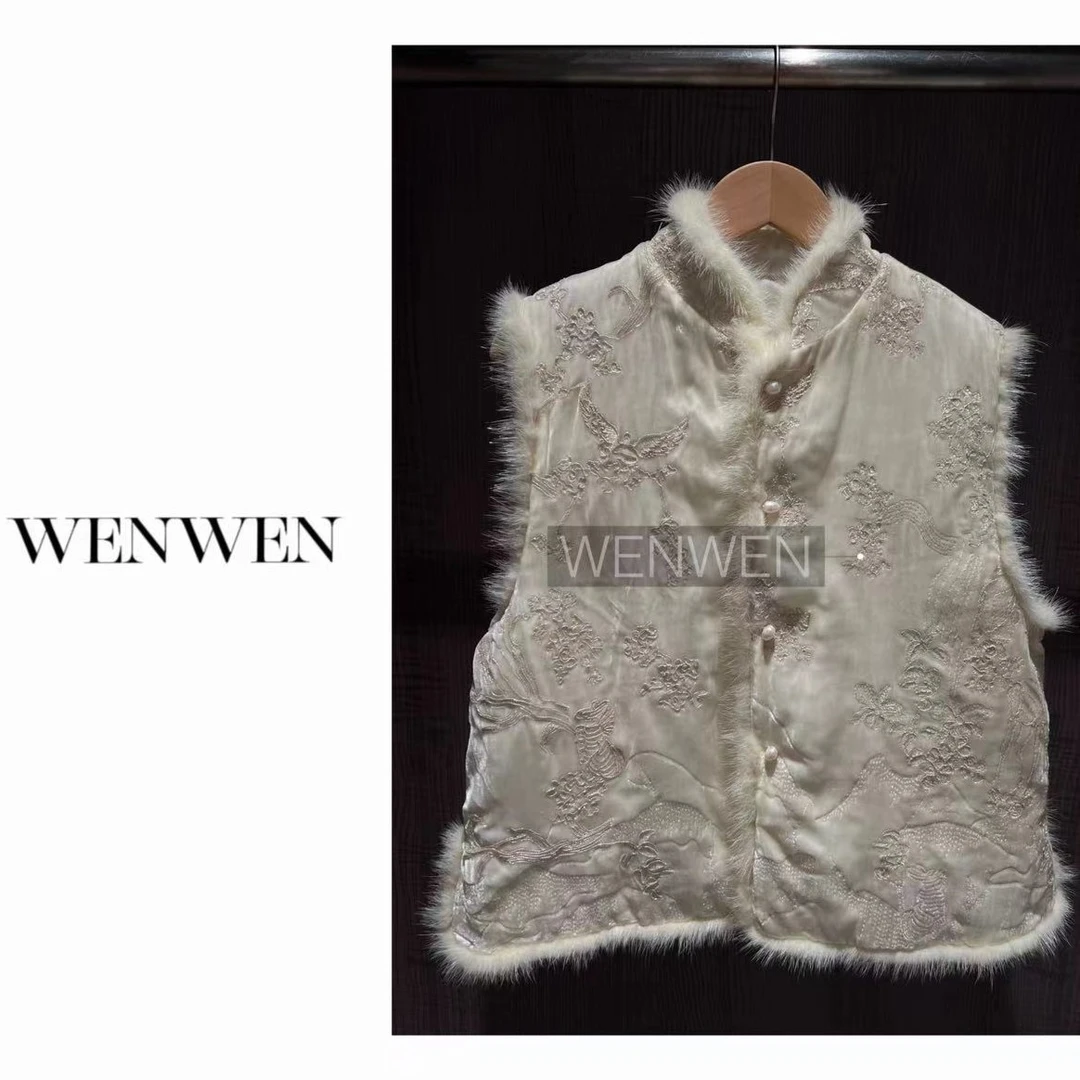 WENWEN/23SS【“冰清玉洁”新中式清新脱俗气质高雅夹棉加厚款马甲】