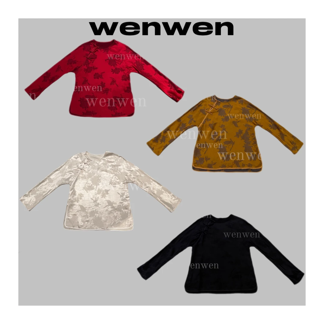 WENWEN/23SS【新中式冠乐绉高级百搭印花斜门襟时尚休闲上衣】