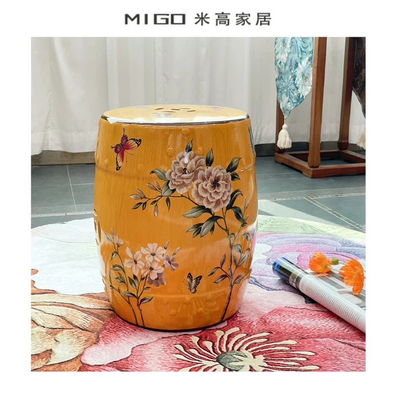 【米高家居】新中式陶瓷鼓凳圆凳换鞋凳景德镇陶瓷凳花架凳