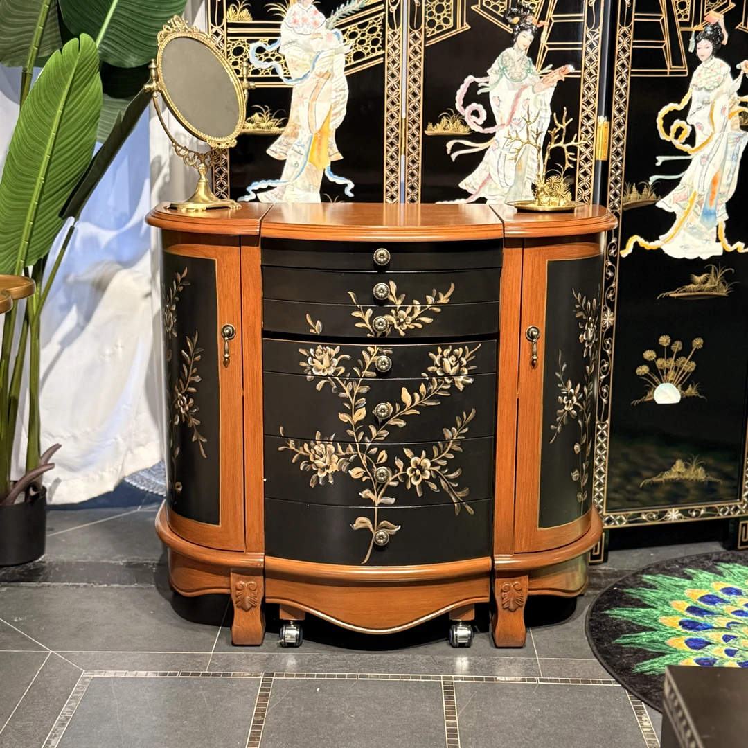 【米高家居】新中式实木半圆玄关柜北欧小户型门厅柜走廊入户装饰柜