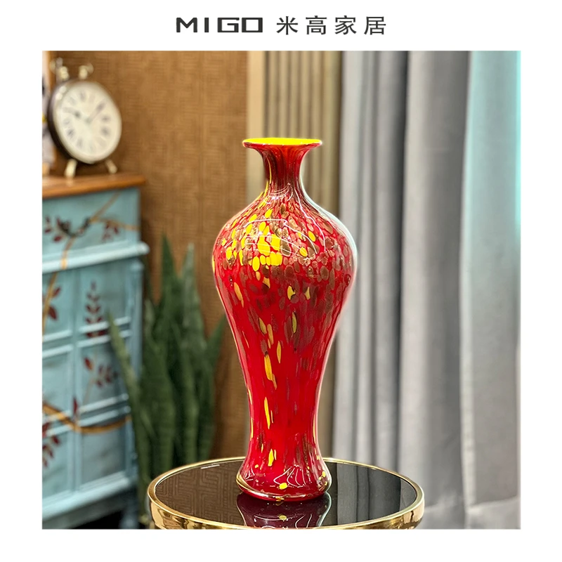 【米高家居】新中式大师名家手工琉璃花瓶插花器家居摆件