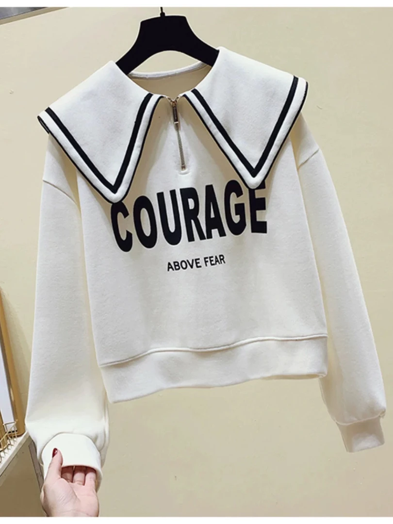 5-3-0263女童拉链字母娃娃领卫衣（看实物有染色）