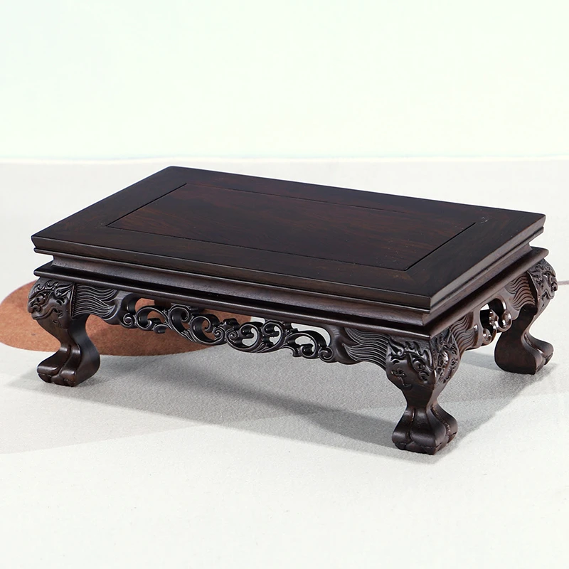 红木雕刻工艺品摆件长方形木托实木质奇石头花瓶花盆鱼缸佛像底座