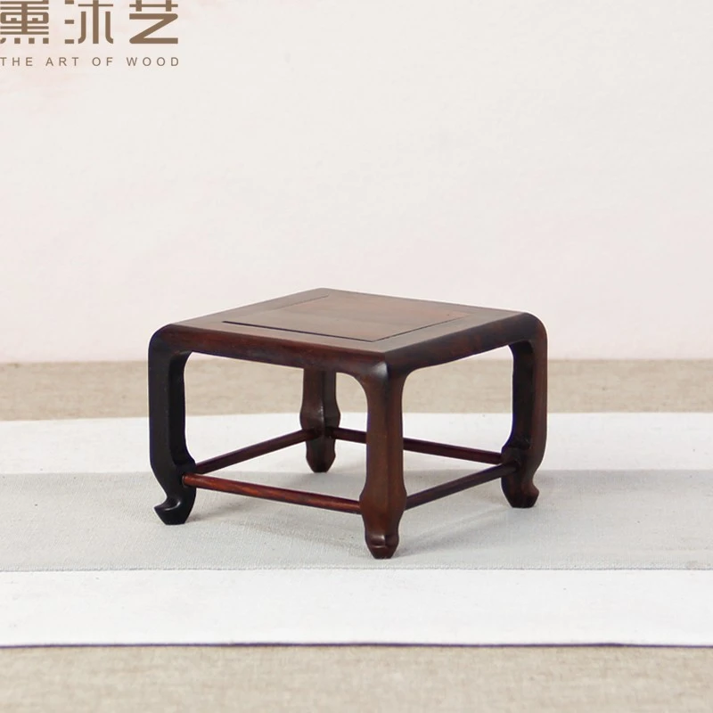 红木微型盆栽展示托架实木红酸枝简约茶壶香炉花瓶摆件饰品底座