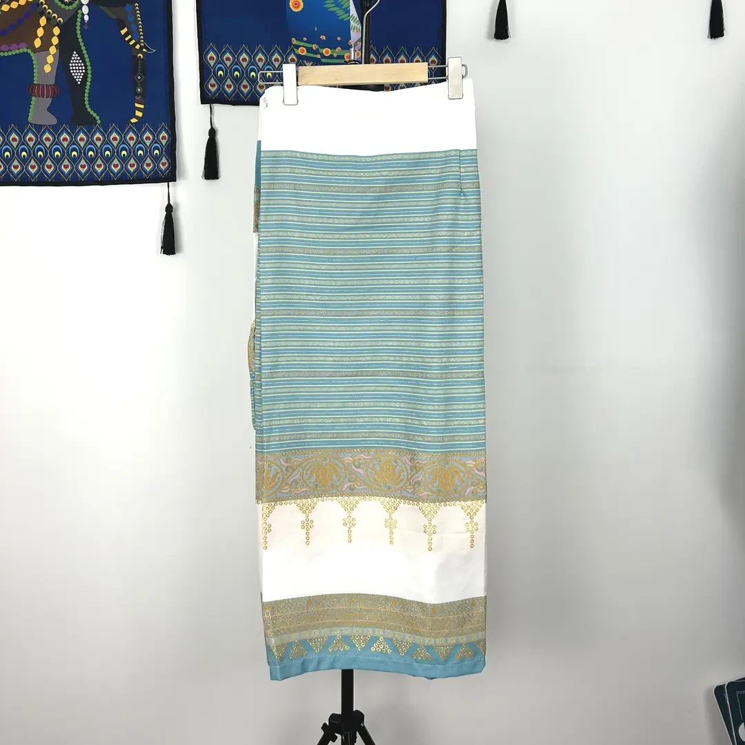 西双版纳傣族新款传统复古修身贵族服女筒裙小清新文艺日常工作