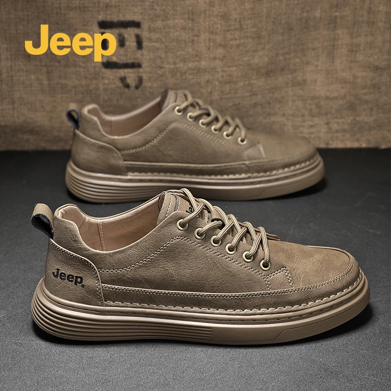 jeep吉普男鞋板鞋子男款潮流百搭男士千禧30-40岁运动鞋休闲皮鞋