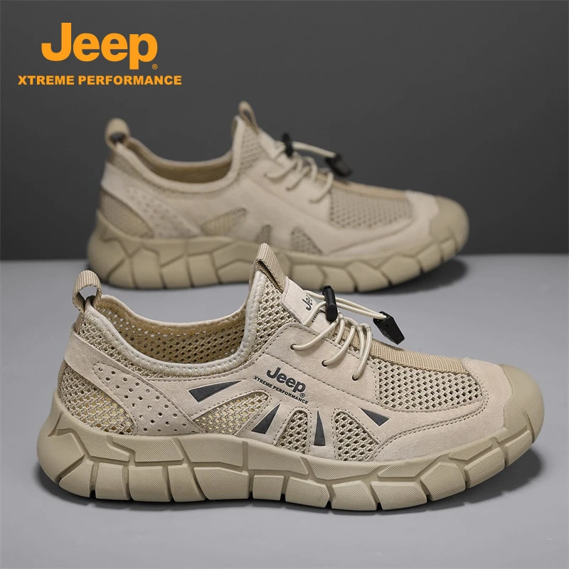 jeep吉普男鞋2025新秋季网面鞋户外休闲鞋男士透气软内运动鞋潮男