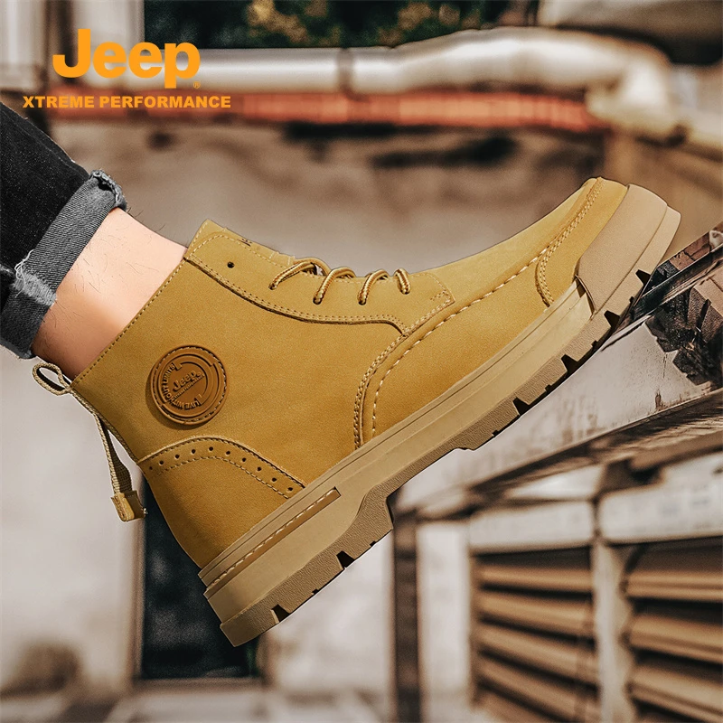 jeep吉普马丁靴男款2025年冬季新款百搭厚底复古英伦风高帮工装靴