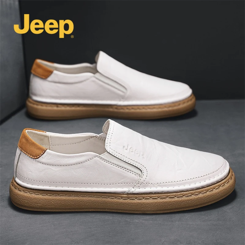 jeep休闲男皮鞋吉普男鞋新款秋季软底男士豆豆鞋一脚蹬休闲潮男鞋