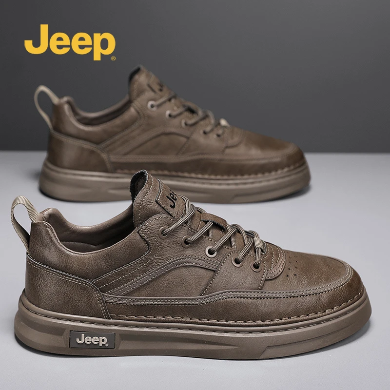jeep吉普男鞋2025秋冬软皮休闲鞋子男款潮英伦运动板鞋男士小白鞋