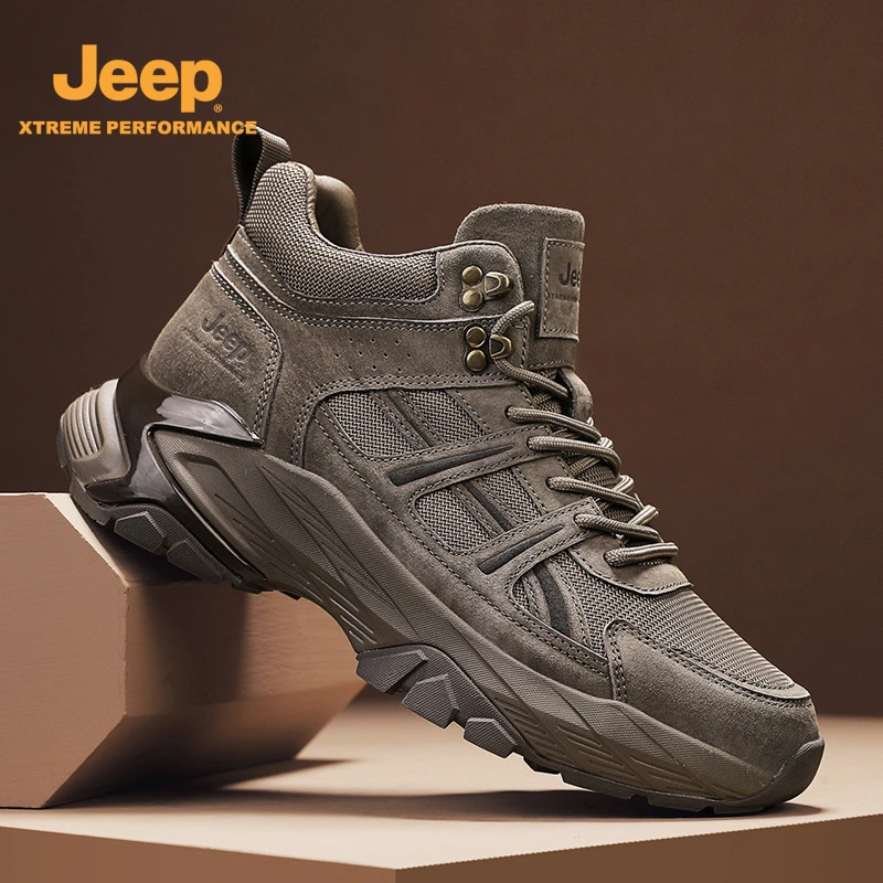 jeep/吉普男鞋子爆款2025新款秋季户外男士运动鞋增高硬核工装鞋