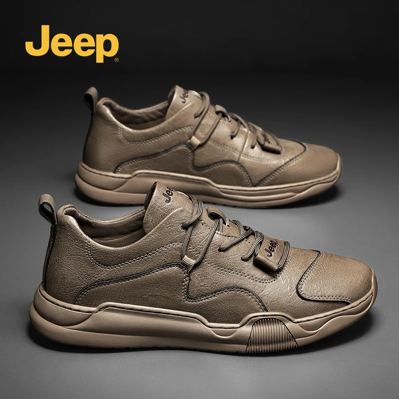 jeep吉普男鞋新款厚底运动老爹鞋男士真皮休闲板鞋休闲皮鞋子男款