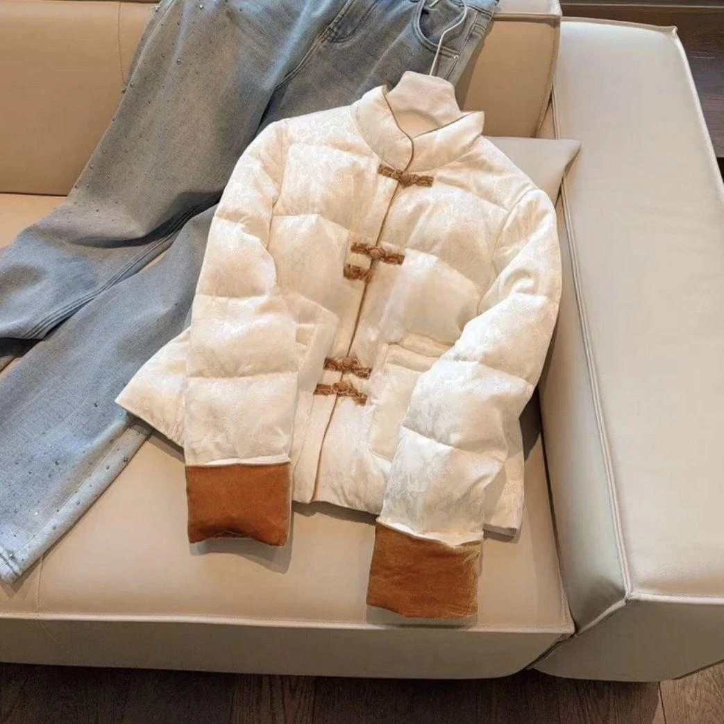 羽绒服服新中式提花服外套2023秋冬新款加厚保暖显瘦慵懒风国风上
