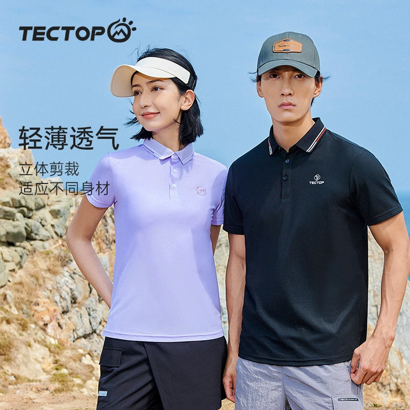 TECTOP/探拓夏季潮牌弹力POLO衫t恤女衬衫领短袖速干衣翻领保罗衫