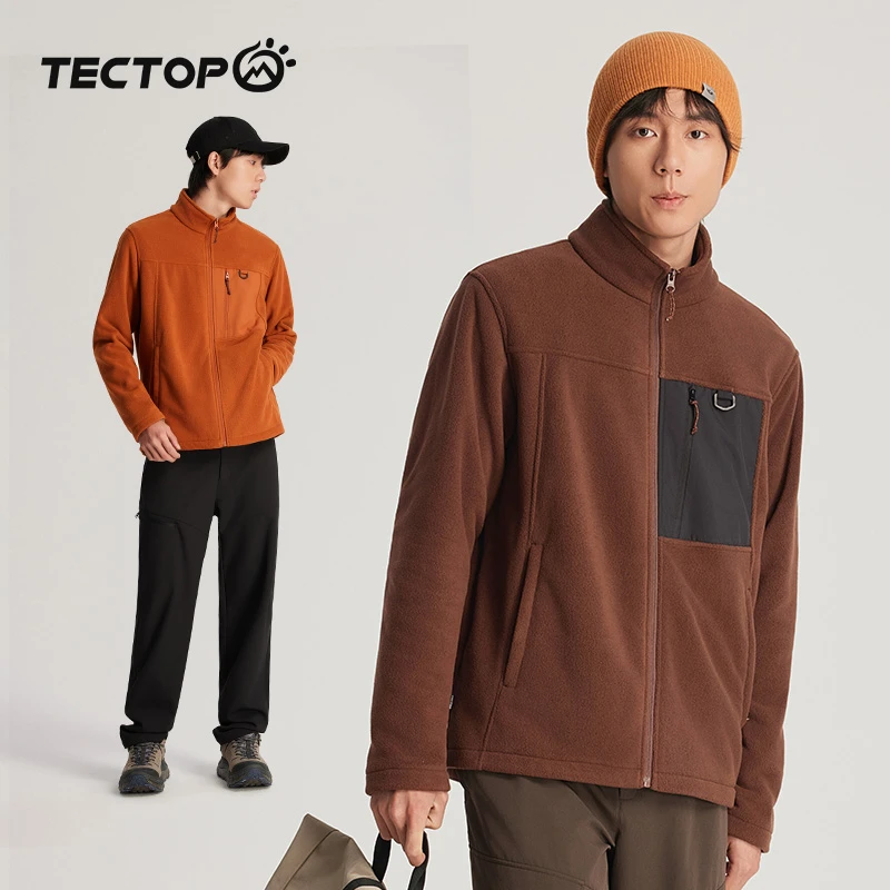 探拓户外秋冬保暖抓绒衣男摇粒绒立领开衫防静电卫衣徒步登山外套