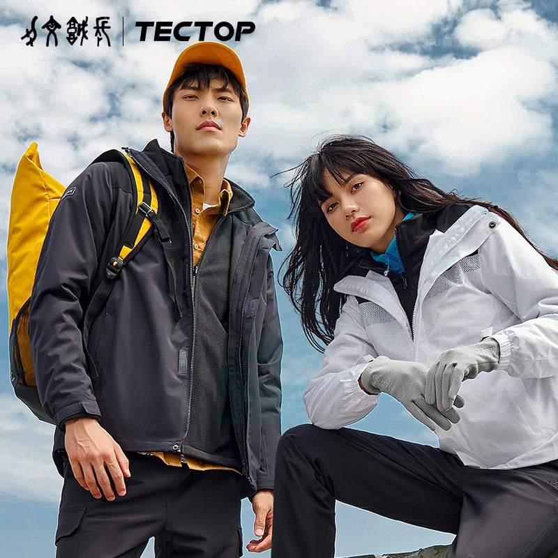 TECTOP/探拓户外冲锋衣男女三合一可拆卸防水防风情侣外套进藏服