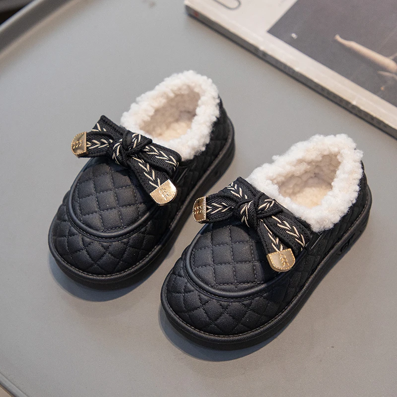 公主加绒豆豆鞋保暖时尚外穿毛毛鞋软底防滑韩版加厚女童鞋亲子鞋