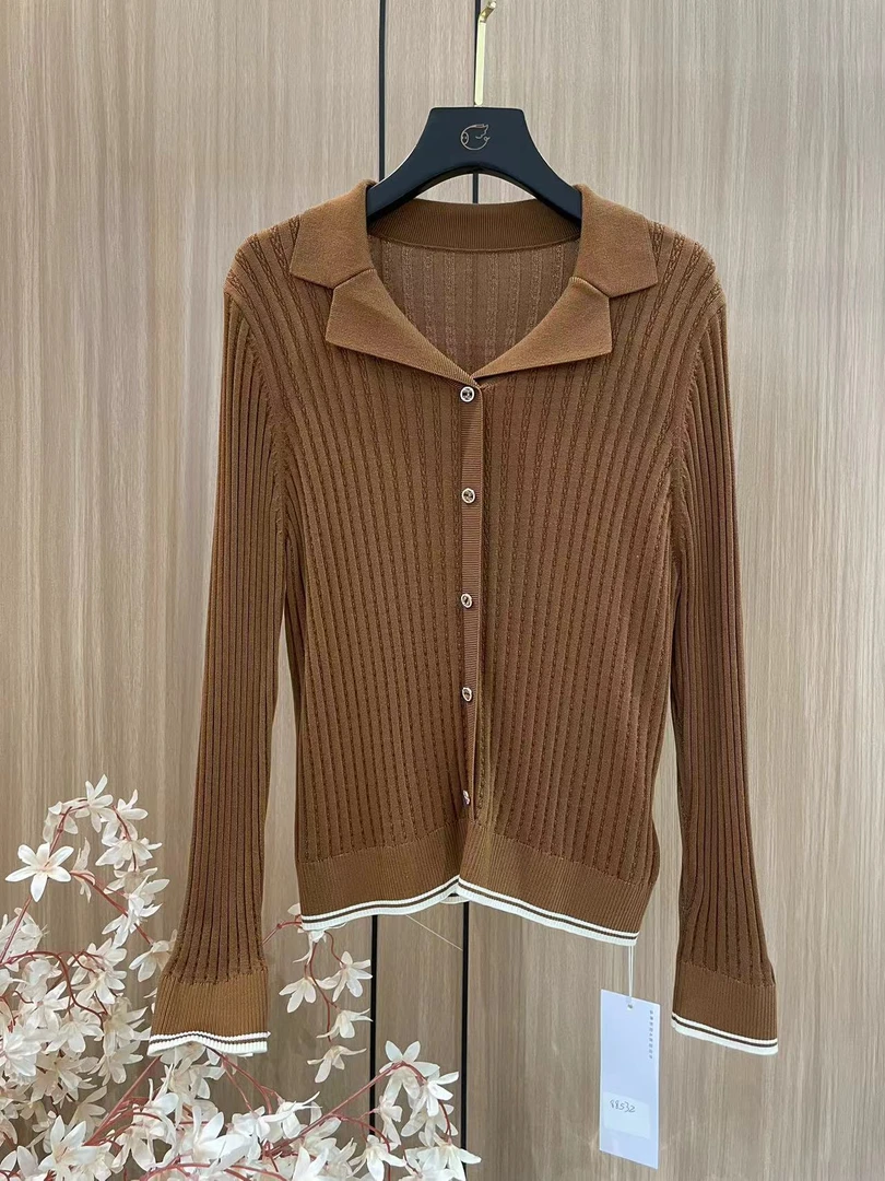 2024春夏季新款打底百搭修身舒适时尚上衣长袖圆领女士针织衫5142