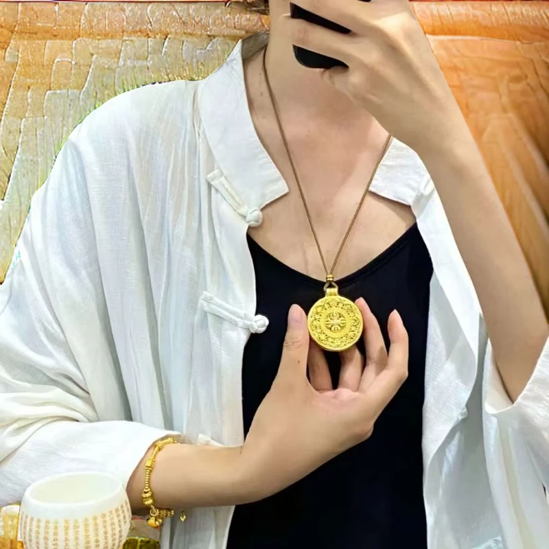 合金吊坠 福运八宝罗盘吊坠项链新中式挂坠手工项坠素款链子