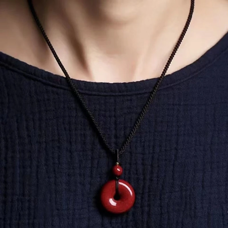 10朱砂紫金色时尚素面平安扣吊坠