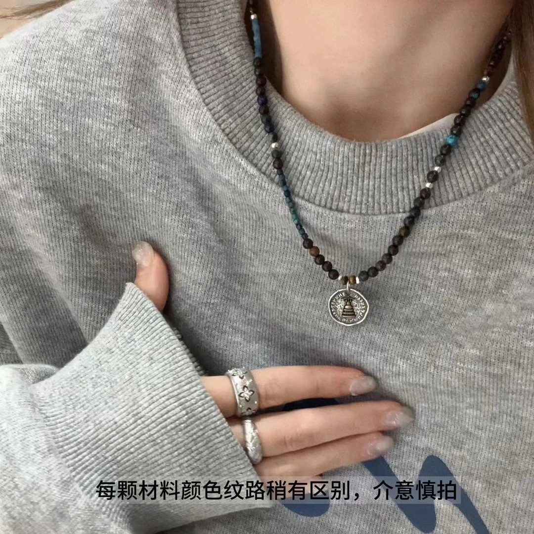 吊坠925银 JIUJIU【青黛】复古时尚项链百搭精致设计感小众0901