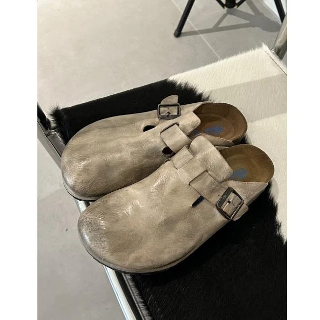 JIUJIU【奶油华夫】时尚休闲复古平底百搭半托鞋子0306