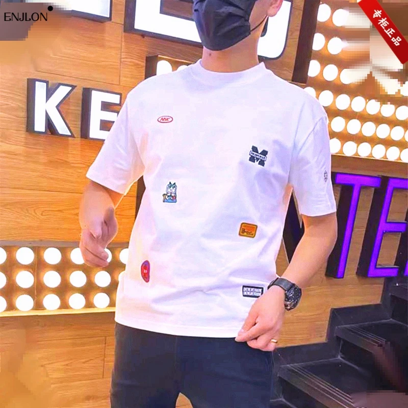 【专柜正品】高档轻奢夏季新款短袖T恤男士修身半袖百搭弹力圆领休