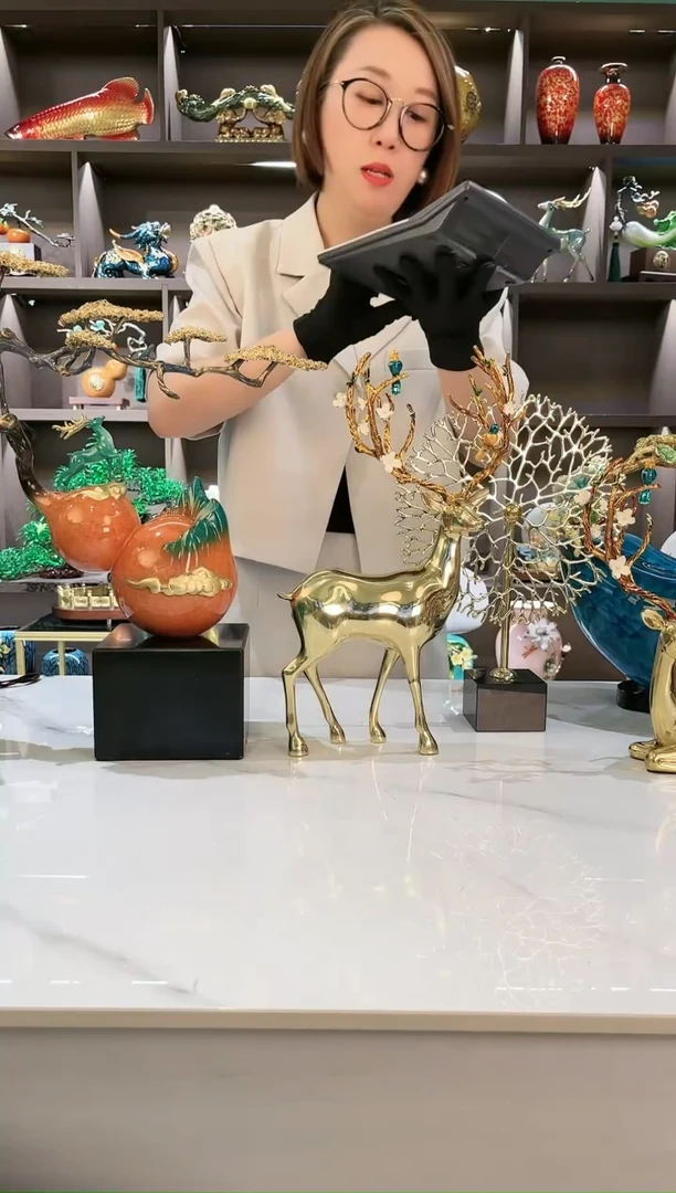 【闪购商品】书法梅花鹿一对+小树+福禄双全
