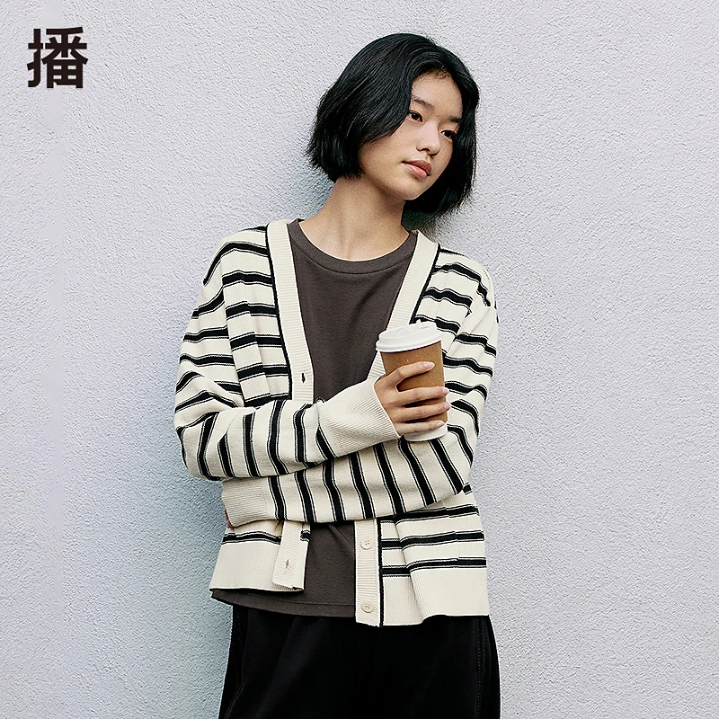 播时尚简约V领设计毛针织衫BDR3UD1903