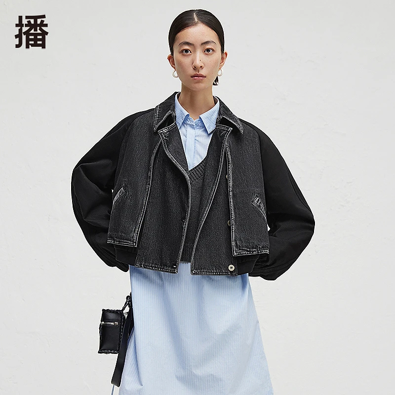 播秋季时尚简约外翻领短外套BDR3WD1806