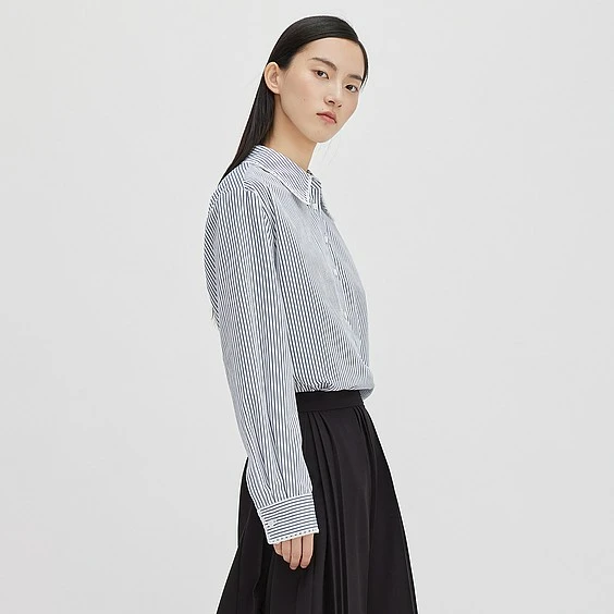 【磨毛加厚】播新素色静雅条纹热力感穿搭时尚衬衫DDQ4CD5562衬衣