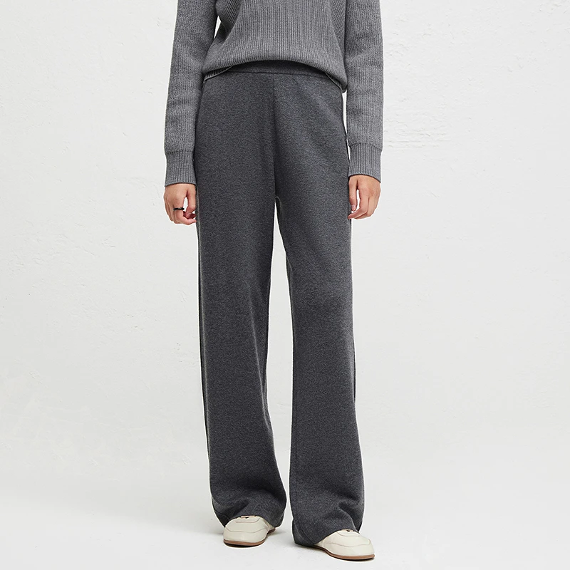 播垂感直筒裤显瘦针织舒适高腰百搭休闲裤DDR4KD5053