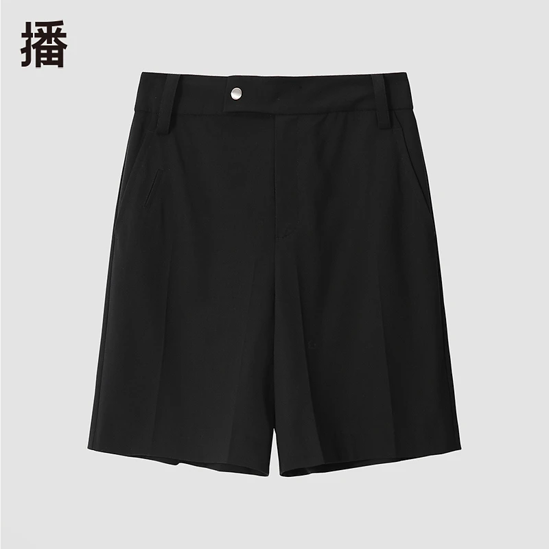 播秋季黑色弹力修身宽松休闲短裤子BDQ3KD0119绿林煮雨