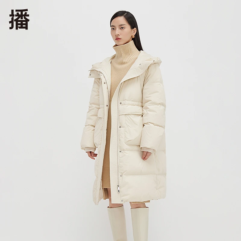 【反季大促】播中长款宽松白鸭绒羽绒服女24冬保暖外套DDS1RD3008