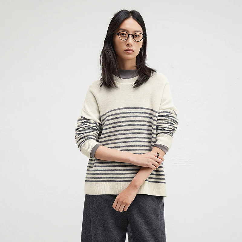 播舒适简约罗纹圆领毛衫BDR4SD4044