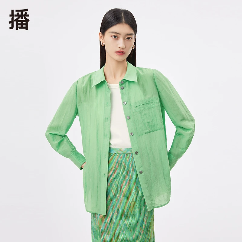 播夏季新品文艺时尚简约通勤衬衣气质衬衫BDQ2CD0809月光半小时