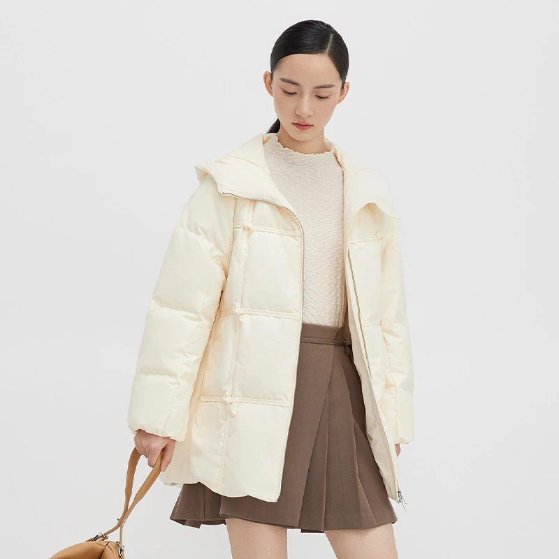 播秋冬休闲连帽设计羽绒服DDQ4RD5541冬季宽松防风立领中长款