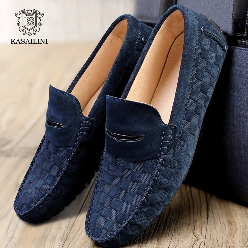 卡塞利尼新款豆豆鞋男真皮透气休闲鞋英伦磨砂反绒皮懒人鞋驾车鞋