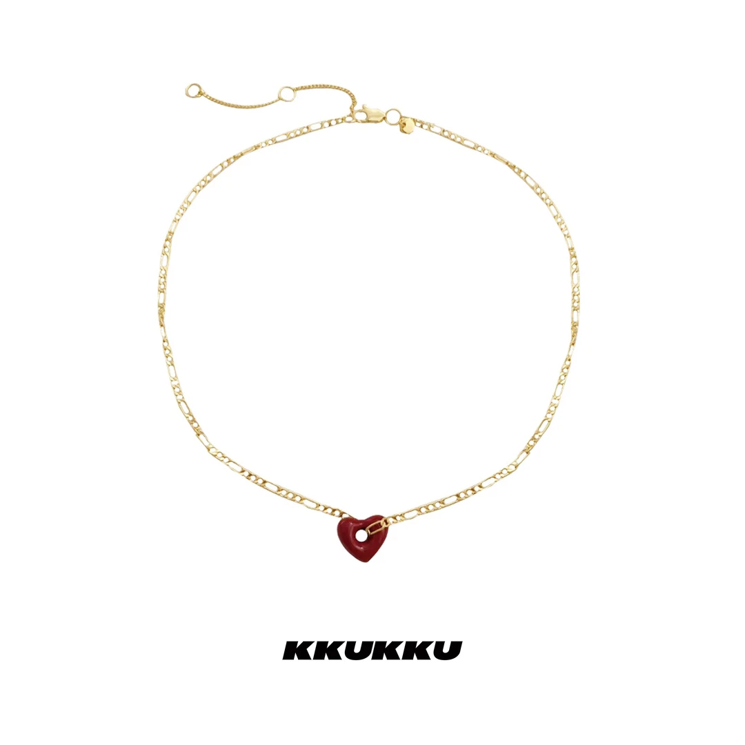 KKUKKU 铜合金合成锆石耳饰 玫瑰甜心高级感百搭气质时尚