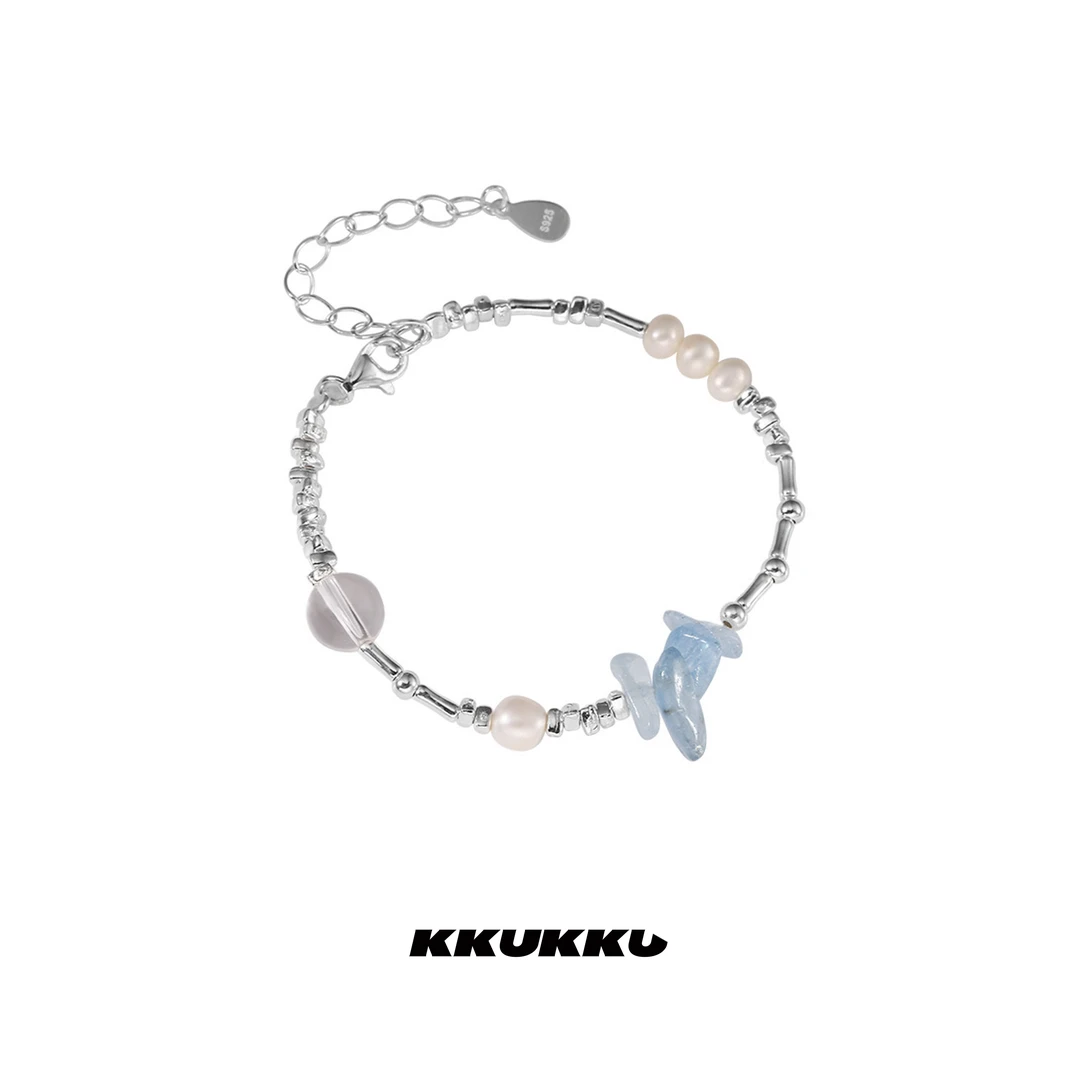 KKUKKU 链子925银合成锆石 无限搭系列蔚蓝星海高级感项链小众